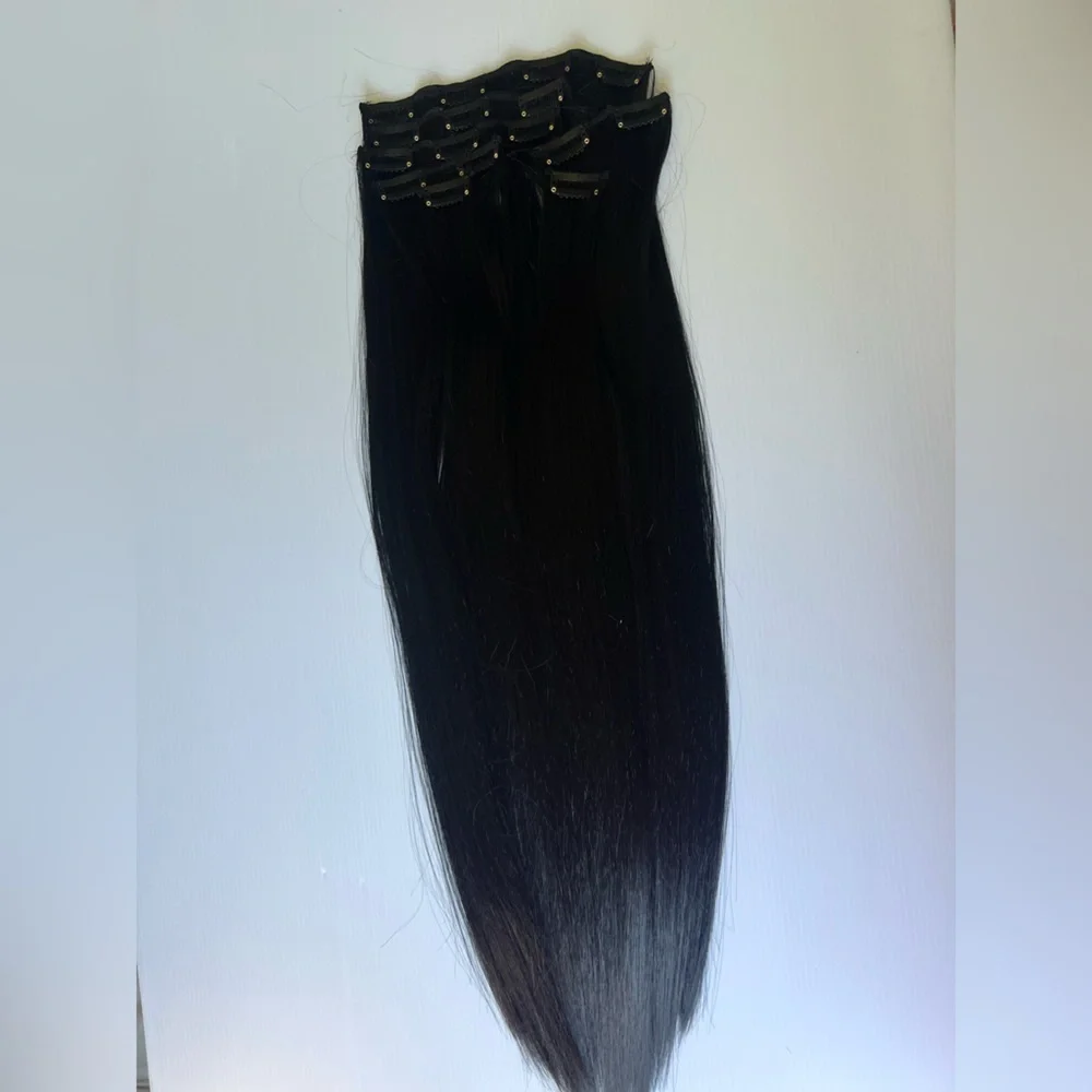 22 Inch Clip in Long Black Thick straight Hair Extensions